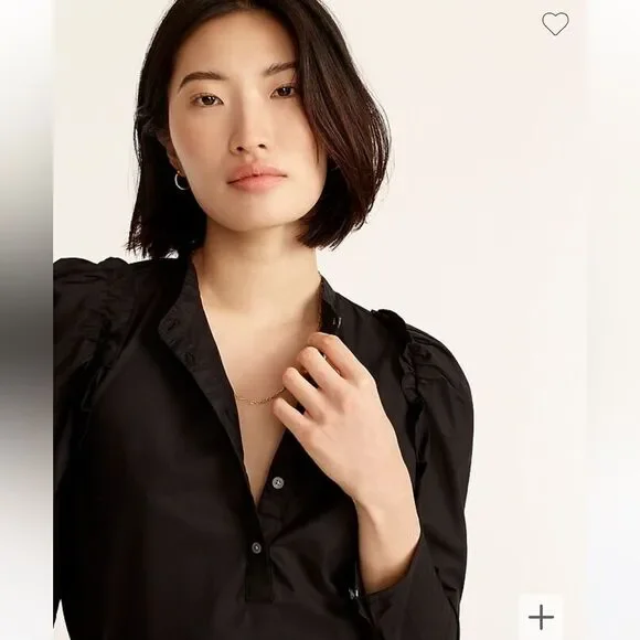 J. Crew puff sleeve cotton poplin top. Size XS. - Picture 2 of 14